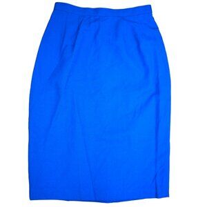 Vintage Blue Pencil Skirt High Waist Workwear Classic Silhouette